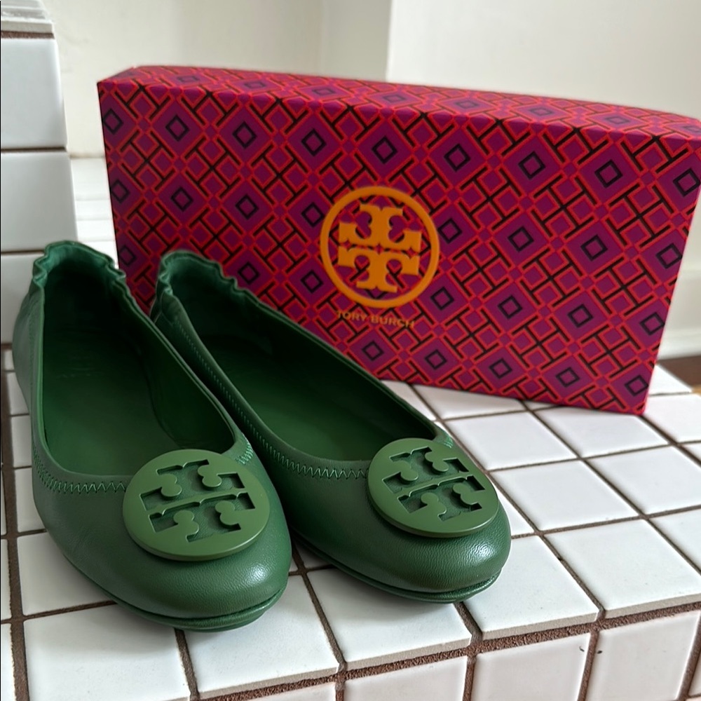 Tory Burch Green Ballet Flats